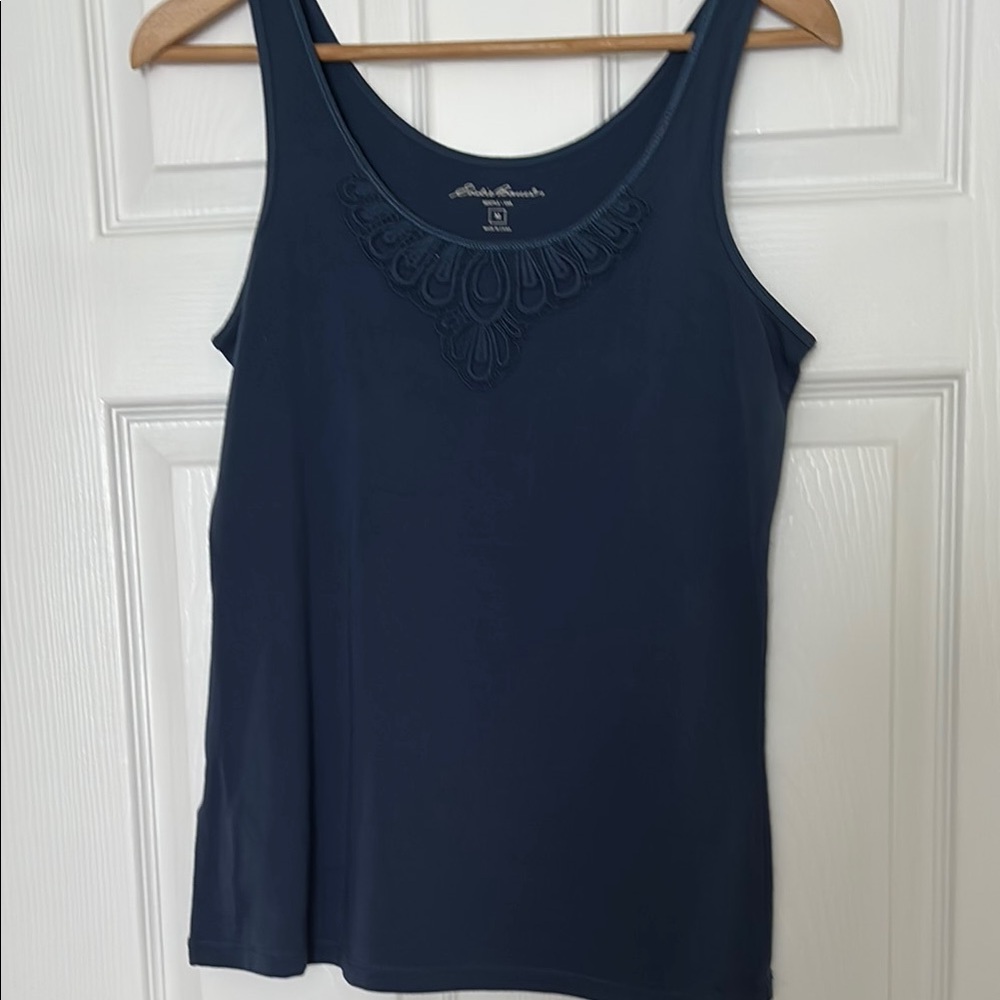 Eddie Bauer Navy Embroidered Long Sleeve Top